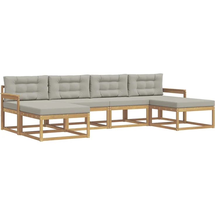 vidaXL Outdoor-Sofagarnitur 6 stk. 6-Sitzer Weiß und Hellgrau 3386820 – Bild 2