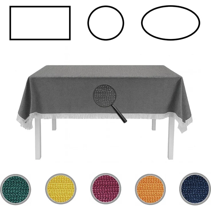 EXKLUSIV HEIMTEXTIL Gartentischdecke mit Fransen Tischdecke eckig Classic 130x180 cm eckig dunkelgrau – Bild 1