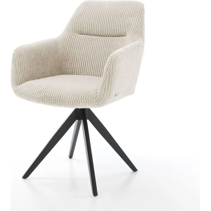 Delife Esszimmerstuhl Pejo-Flex Kreuzgestell, kantig, Taschenfederkern, Cord Beige, 58x61x85 cm