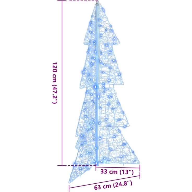 vidaXL Weihnachtsbaum Blau 120 cm Acryl 100 LEDs 42019204 – Bild 10