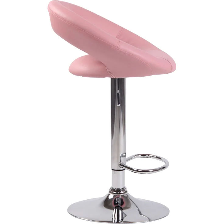 2er Set Barhocker MEKIM - Kunstleder Pink 53x47x80 cm Silber | Barstuhl Höhenverstellbar Mit Lehne Drehbar Tresenhocker Tresenstuhl Kneipenhocker – Bild 4