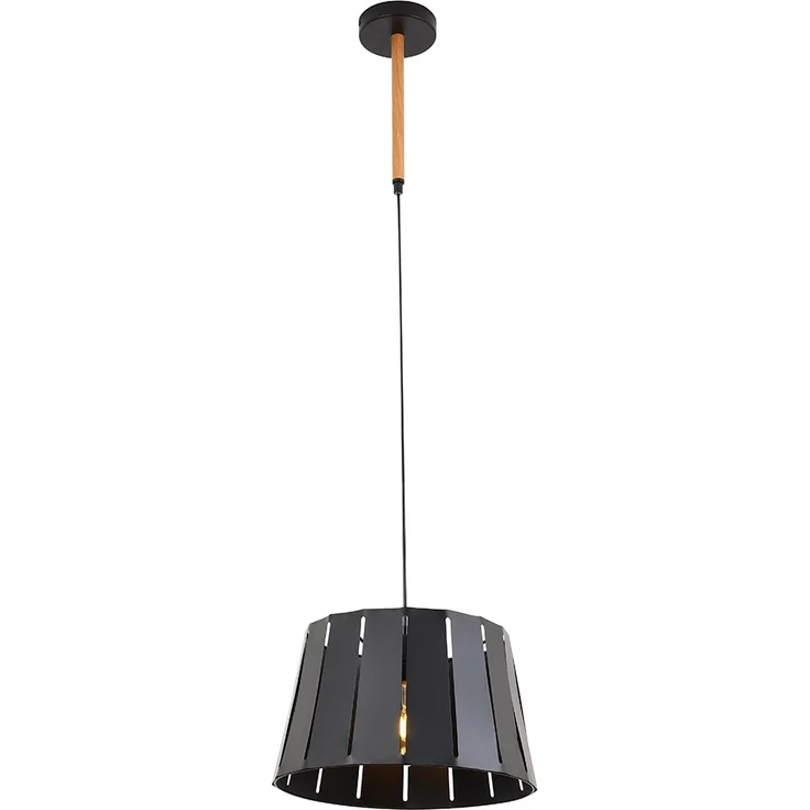 Hängeleuchte, Holzoptik Metall, schwarz braun matt, H 120 cm – Bild 7