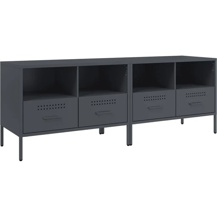 2 pcs TV-Schrank, Lowboard Anthrazit 68x39x50,5 cm Stahl – Bild 2