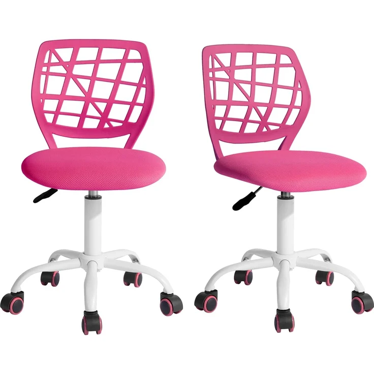 FurnitureR 2 Stück Home Office Stuhl, ergonomisch, verstellbar, Höhe Swivel Rolling, Computerstuhl, bunt, für das Büro zu Hause, Rosa, Metall, Rosa, 38,5 x 40 x 75 cm – 87 cm