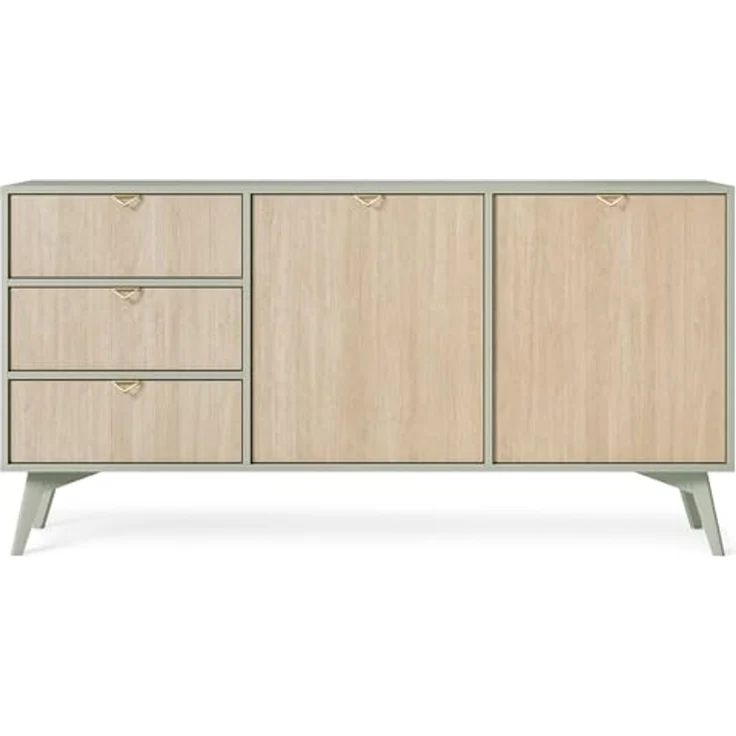 Lomadox Sideboard FAREHAM-160, 158cm breit, eukalyptusfarben, Front mit Fischgrätenmuster – Bild 4