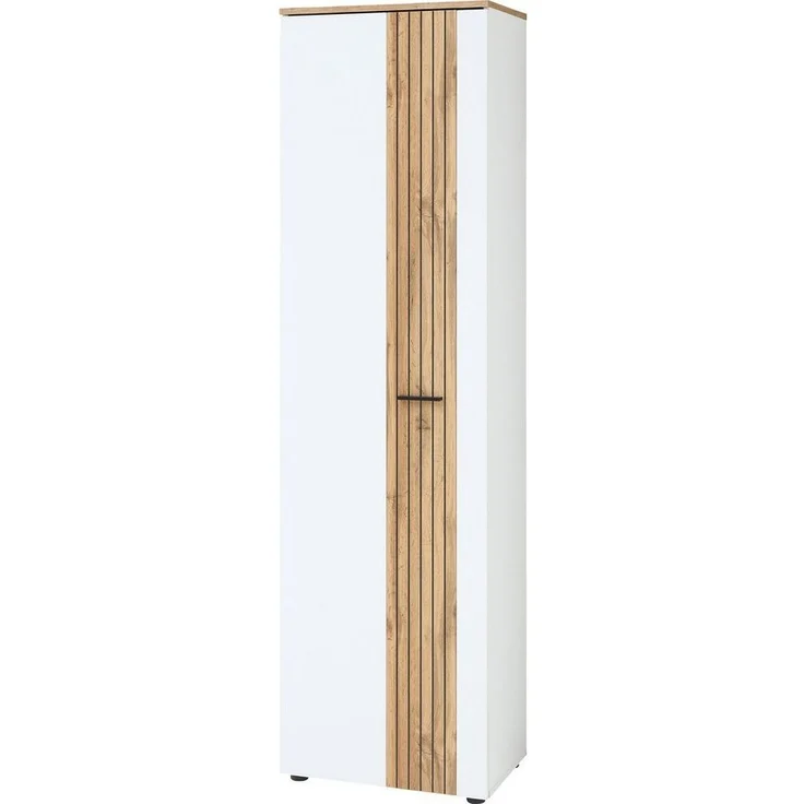 Garderobenschrank Spike / Sparks, Holzwerkstoff, Weiß, Holzfarben, 57 x 202 x 38 cm
