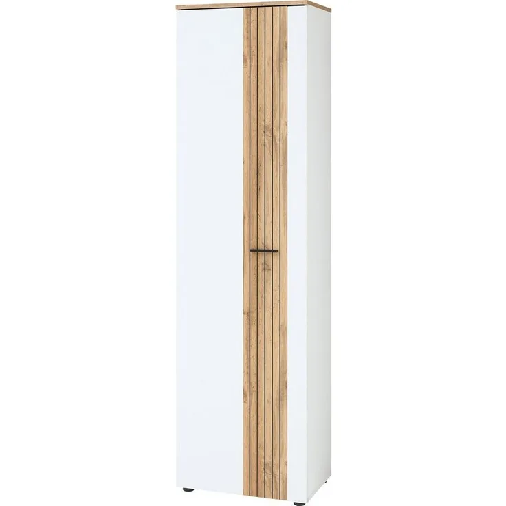 Garderobenschrank Spike / Sparks, Holzwerkstoff, Weiß, Holzfarben, 57 x 202 x 38 cm