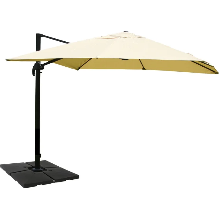 Gastronomie-Ampelschirm HWC-A96, Sonnenschirm, 3x4m (Ø5m) Polyester/Alu 26kg ~ creme mit Ständer – Bild 9