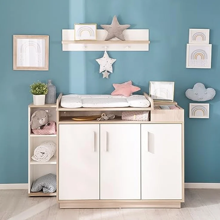 roba Kinderzimmerset 'Olaf' 3-teilig - Bett 70 x 140 - Kleiderschrank 3-türig - Weiß / Luna Elm – Bild 14
