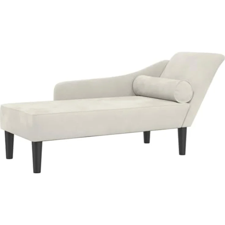 vidaXL Chaiselongue mit Kissen Creme Samt – Bild 2