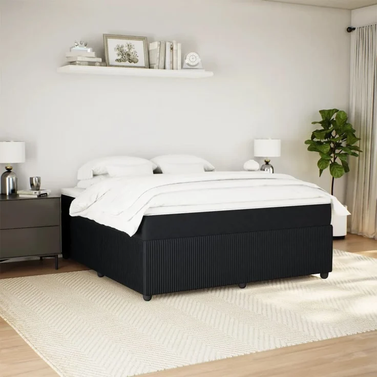 vidaXL Boxspringbett mit Matratze Schwarz 180x200 cm Samt 3285658 – Bild 3