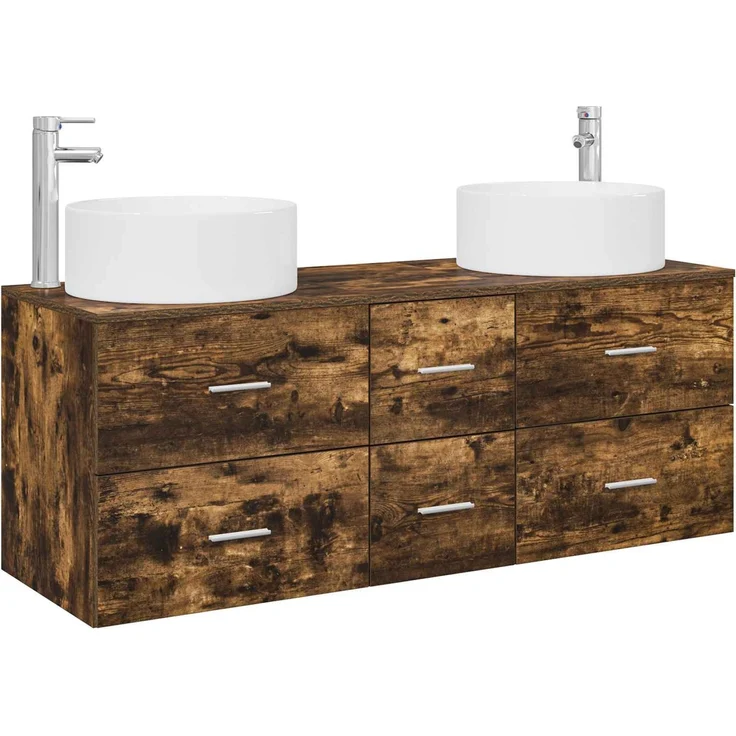 vidaXL Badezimmerschrank-Set 3 stk. Geräucherte Eiche 3405959 – Bild 2