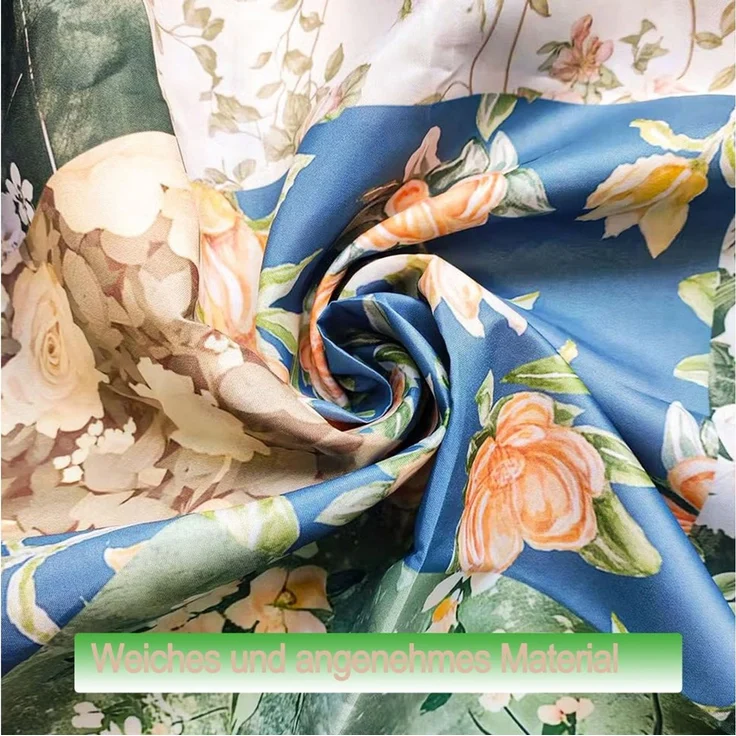 Zyronn Duschvorhang Vintage-Boho-Badezimmerdeko mit rosa Blumen, 80x200cm/180x180cm Breite 180 cm, Patchwork-Blumendesign im Landhausstil, mit 12 transparenten Ringen – Bild 3