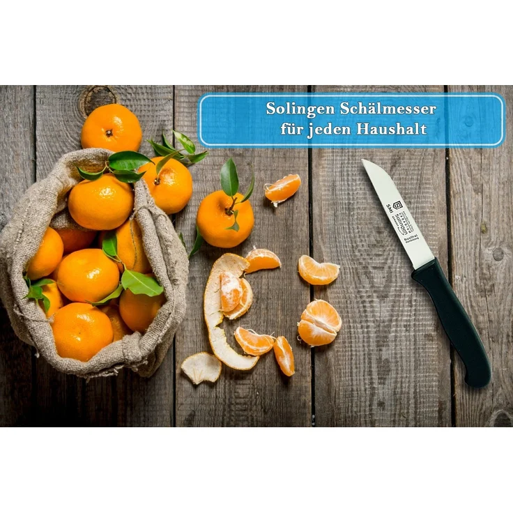 SMI Schälmesser Küchenmesser Obstmesser Solingen Gemüsemesser gerade 2 Stück, schwarz – Bild 3