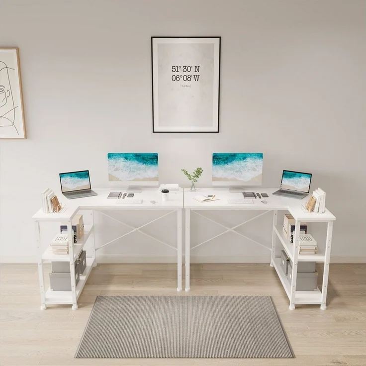 HOMALL Eckschreibtisch L-förmig,Computertisch mit 2 verstellbarenX-Verstrebung (100/120/140/160cm,PC Tisch,LComputertisch,Schreibtisch,Geeignet fur Buro, Arbeitszimmer) – Bild 3