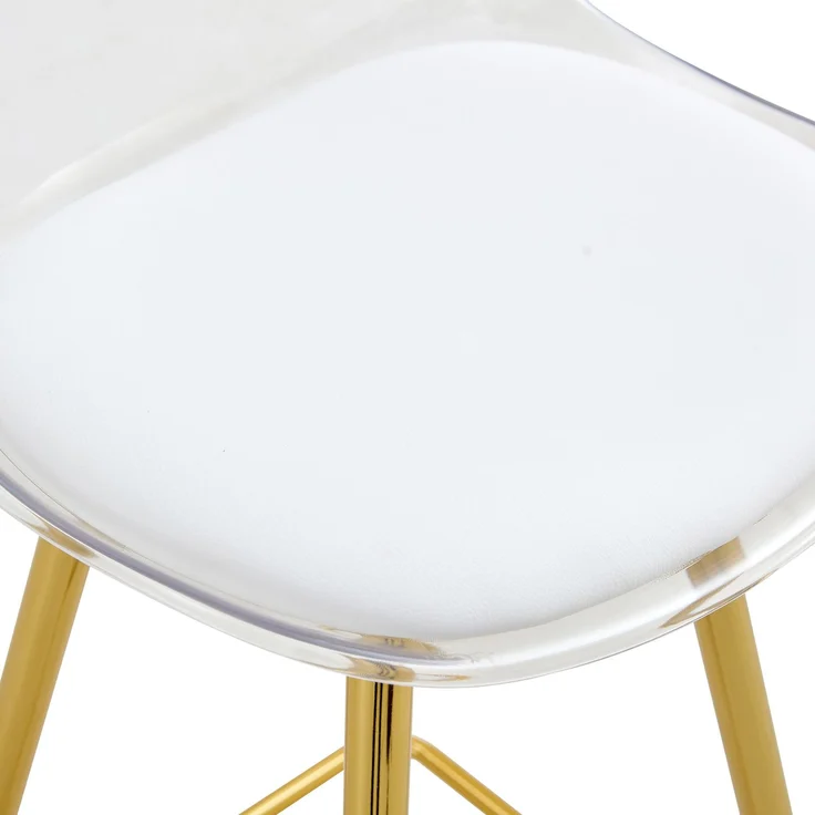 2er-Set Barhocker mit transparenten Lehnen, Goldgestell, Hochstuhl – für Café, Wohnzimmer und Thekenbereich--Gold, Transparent--96.5x33x38cm--YOUDENOVA – Bild 7