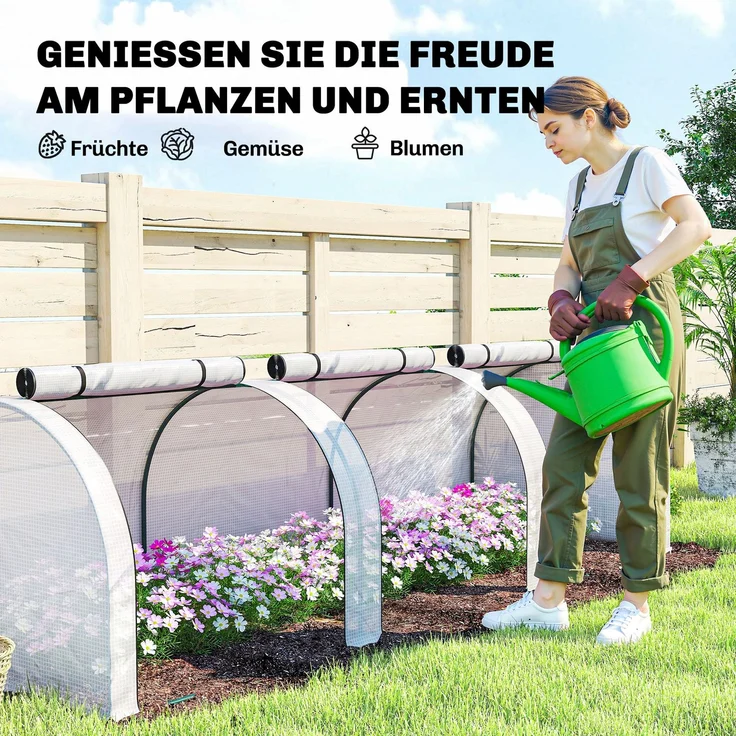 Outsunny Gewächshaus, Stahl, PE, Weiß, 295L x 100B x 80H cm – Bild 7