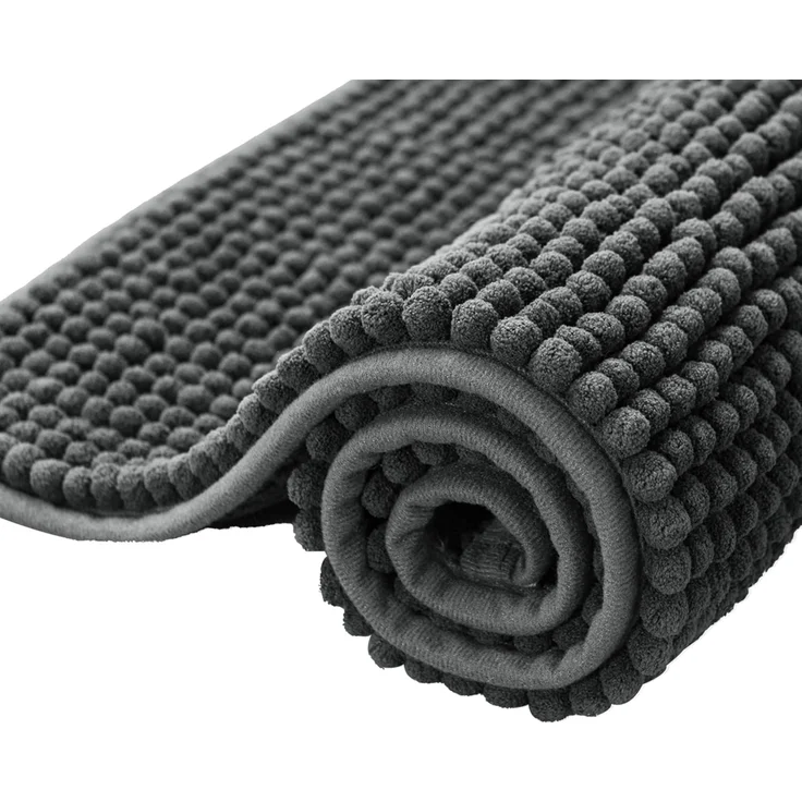 subrtex Badematte rutschfest Badezimmerteppich aus Chenille Saugfähig Badteppich weich Wasserabsorbierende Badvorleger für Badezimmer,Maschinenwaschbar(40x60 cm, grau) – Bild 1