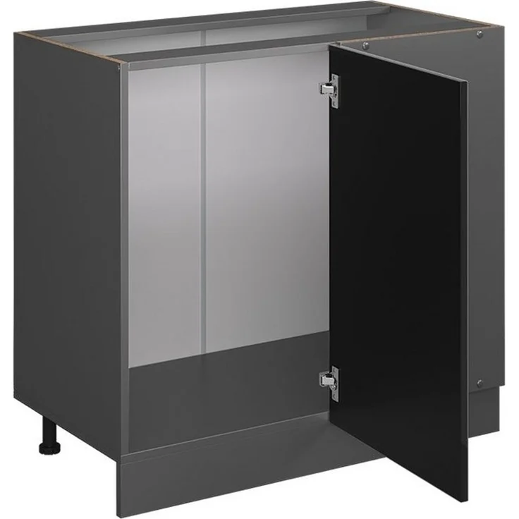 Eckunterschrank R-Line Schwarz Hochglanz 86 cm ohne Arbeitsplatte Vicco – Bild 3