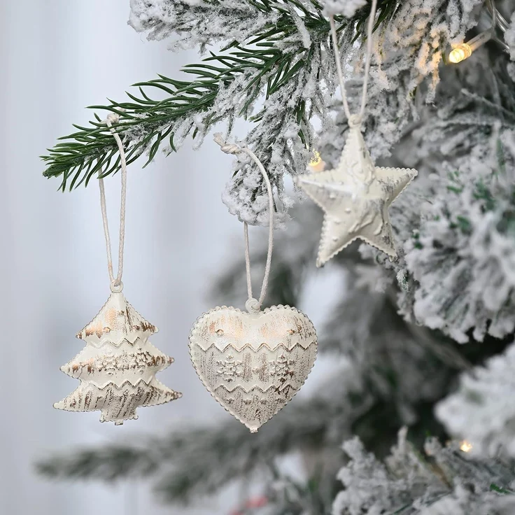 24tlg. Weihnachtsanhänger Herz Stern Baum Metall Weihnachtsdeko 5cm – Bild 2