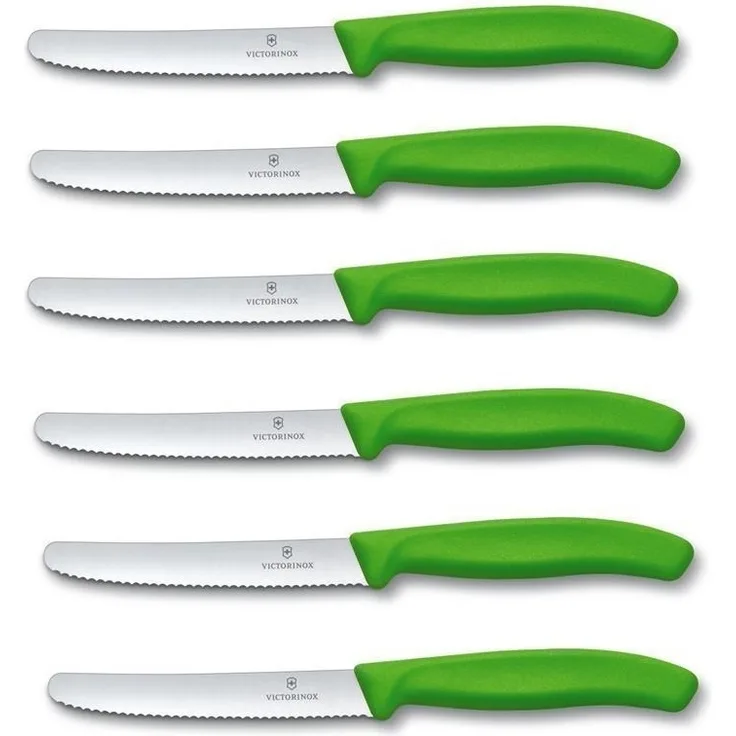 Victorinox | Tafelmesser Set Swiss Classic | 6-teilig | ergonomische Griffe | spülmaschinenfest | Farbe: Grün | ideal für den täglichen Gebrauch