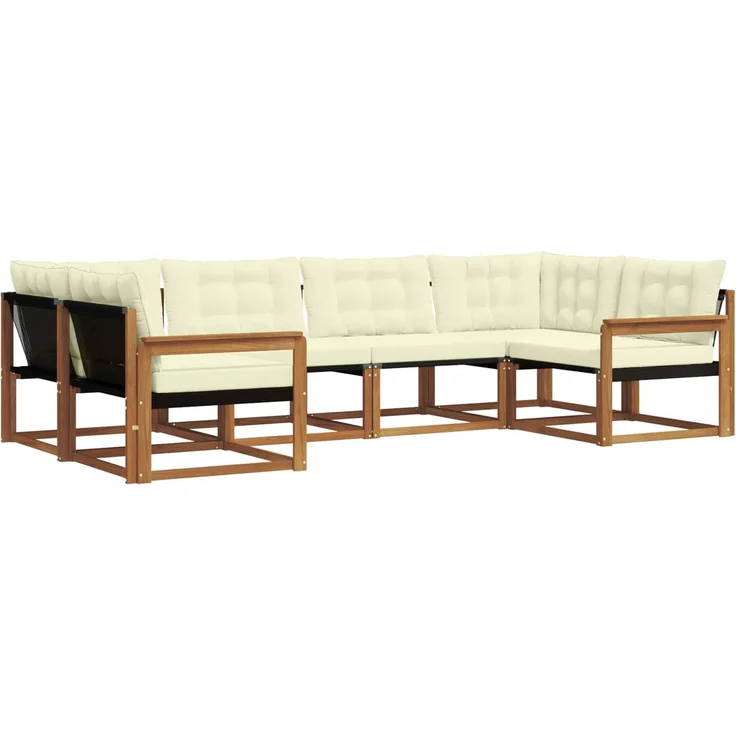 vidaXL Outdoor-Sofagarnitur 6 stk. 6-Sitzer Natur und Creme 3369785 – Bild 2