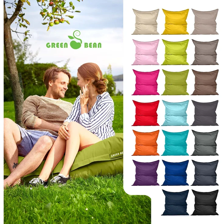 Green Bean® Sitzsack XXL 140x180cm 380 Liter Kinder & Erwachsene Bean Bag EPS Perlen Füllung Outdoor Riesensitzsack - waschbares und wetterfestes Lounge Sitzkissen - Camouflage Grün – Bild 2