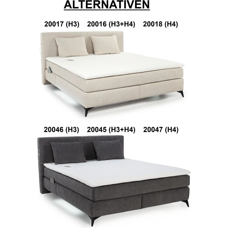 Boxspringbett 180x200 H4 Federkernmatratzen Bonell Topper in Chenille Dunkelgrau – Bild 10