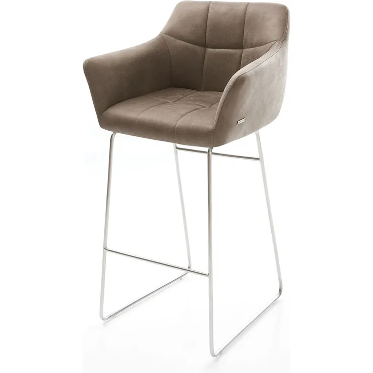 Barstuhl Yulo-Flex Vintage Taupe Kufengestell Edelstahl