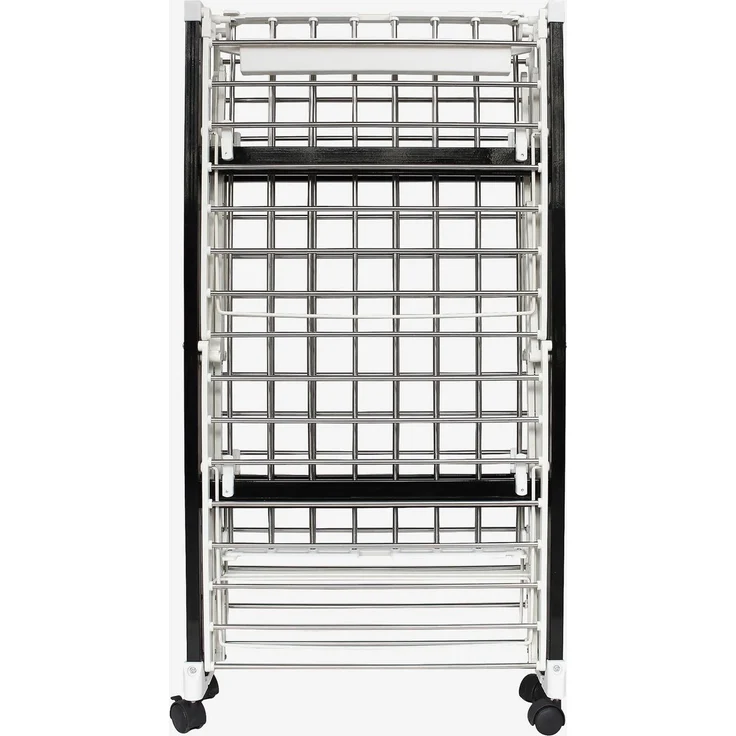 Todeco - Klappbarer Kleiderbügel, Klappbarer Wäscheständer - Material: Edelstahl - Größe der großen klappbaren Seitengitter: 49,0 x 43,2 cm (x 4 Teile) - 174 x 105 x 84 cm, Schwarz/Weiß – Bild 6