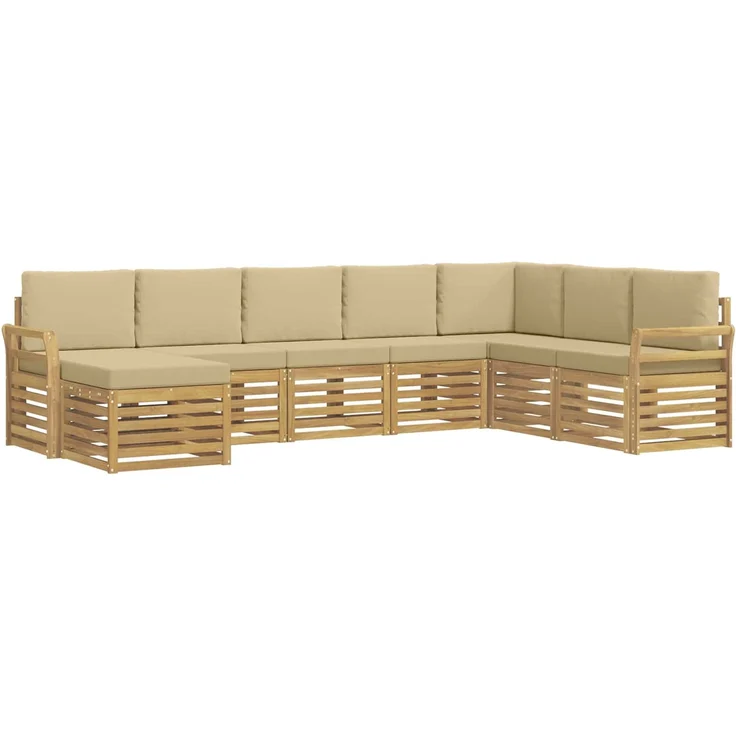 vidaXL Outdoor-Sofagarnitur 8 stk. 8-Sitzer Weiß und Beige Polyester 3392318 – Bild 2