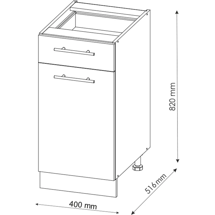 Küchenunterschrank Fame-Line Anthrazit Landhaus 40 cm ohne Arbeitsplatte Vicco – Bild 3