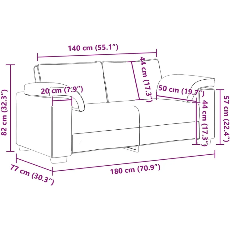 vidaXL Zweisitzer-Sofa Dunkelgrau 180 cm Stoff 4105228 – Bild 7
