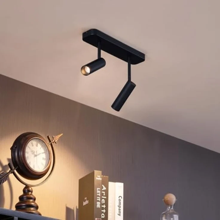 Qazqa LED Aufbaustrahler Kate, ohne Leuchtmittel, GU10, Schwarz, Modern, Stahl, 2-flammig – Bild 2