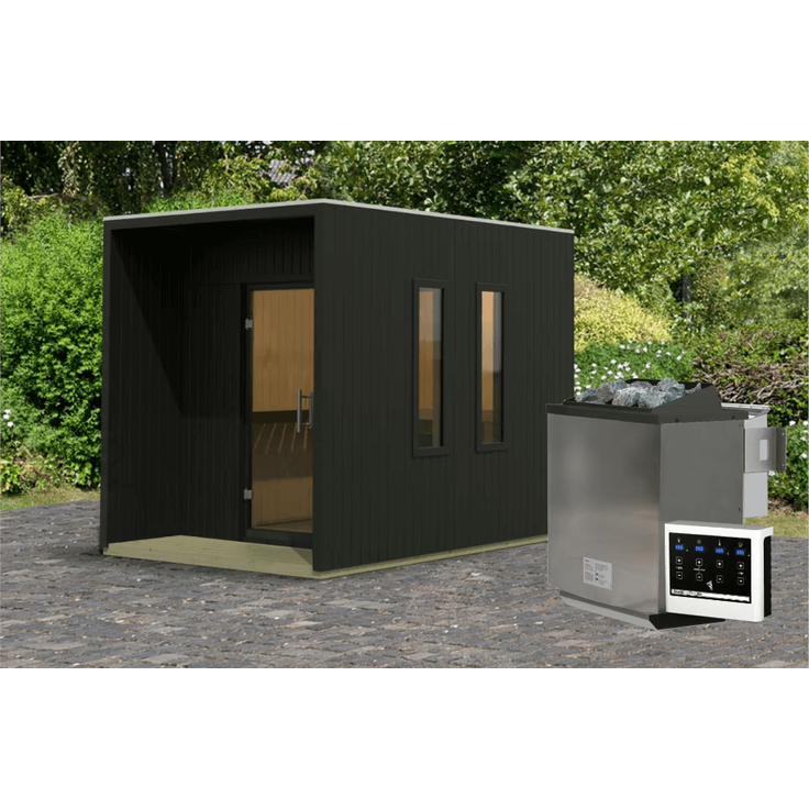 Karibu Saunahaus Laguna mit 9kW Bio-Ofen in zwei Farben erhältlich schwarz
