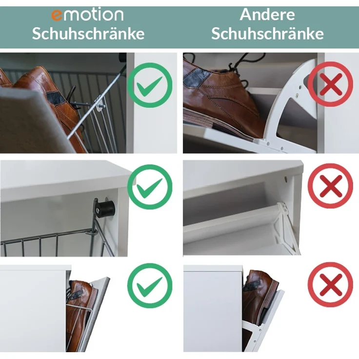 Schuhschrank Spiegel Comfort 4 Klappen 32 Paar 105x187 cm Weiss-Weiss Hgl : Weissmatt / Weiss hochglanz – Bild 3