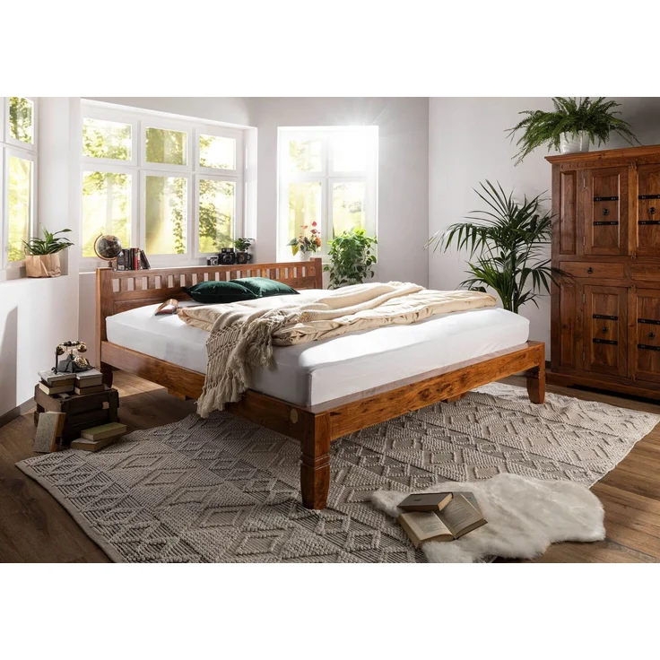 Bett Akazie 200x200x90 honig lackiert OXFORD #224 – Bild 8