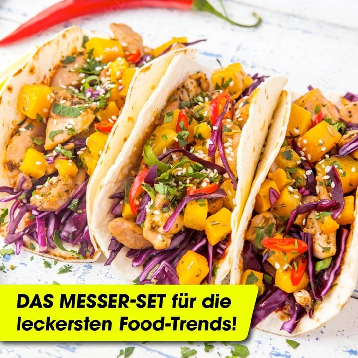 GOURMETmaxx Messer-Set 6-tlg, Küchenmesser-Set (6-tlg), für müheloses Schneiden von Gemüse, Fleisch, Fisch, Brot – Bild 8