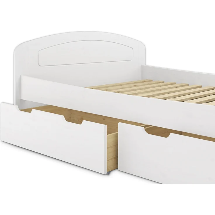 Doppelbett 3 Bettkasten 200x200 Seniorenbett Ehebett Massivholz Kiefer Zubehör wählbar V-60.50-20W Federleisten und Matratze – Bild 10