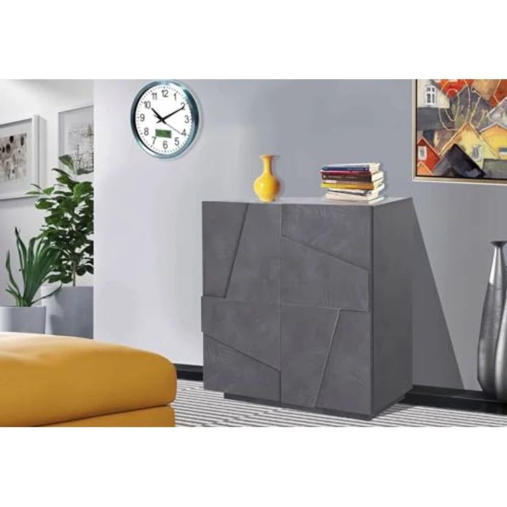 Dmora - Kommode Raoul, Küchen-Sideboard mit 2 Türen, Wohnzimmer-Buffet, 100 % Made in Italy, 81 x 44 x 86 cm, Schiefer, – Bild 6