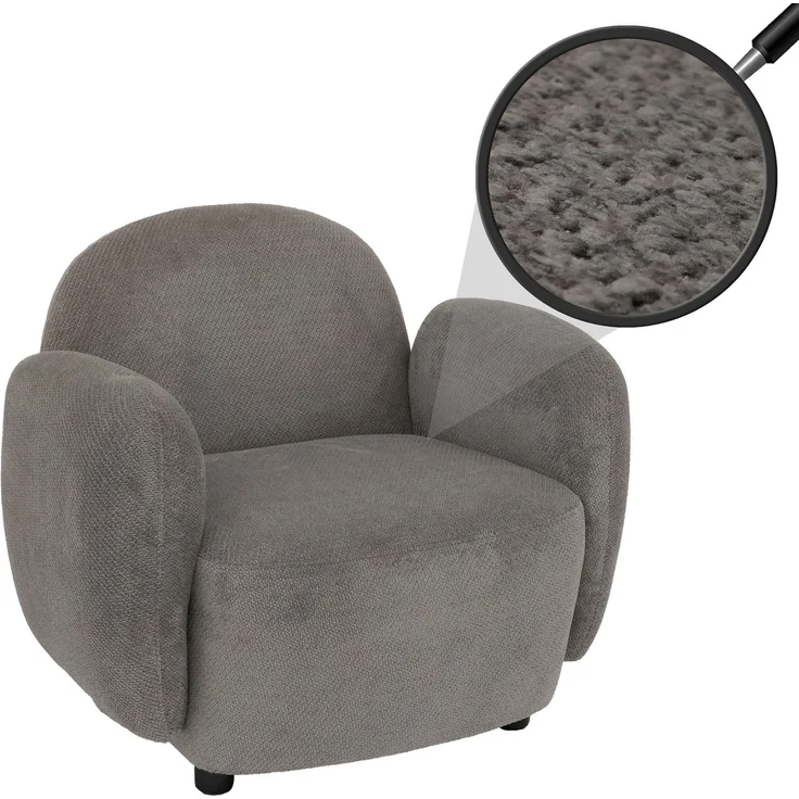 Sessel HWC-P33, Lounge-/Relax-/Cocktailsessel Polstersessel, Stoff/Textil Chenille (330 g/m²) ~ hellgrau – Bild 1