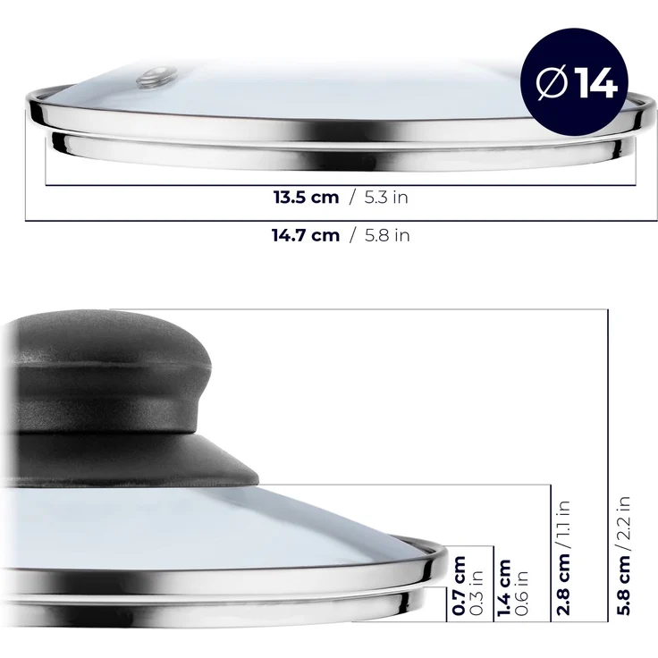 KADAX Hitzebeständiger Brattopfdeckel aus Glas, 14 cm – Bild 2