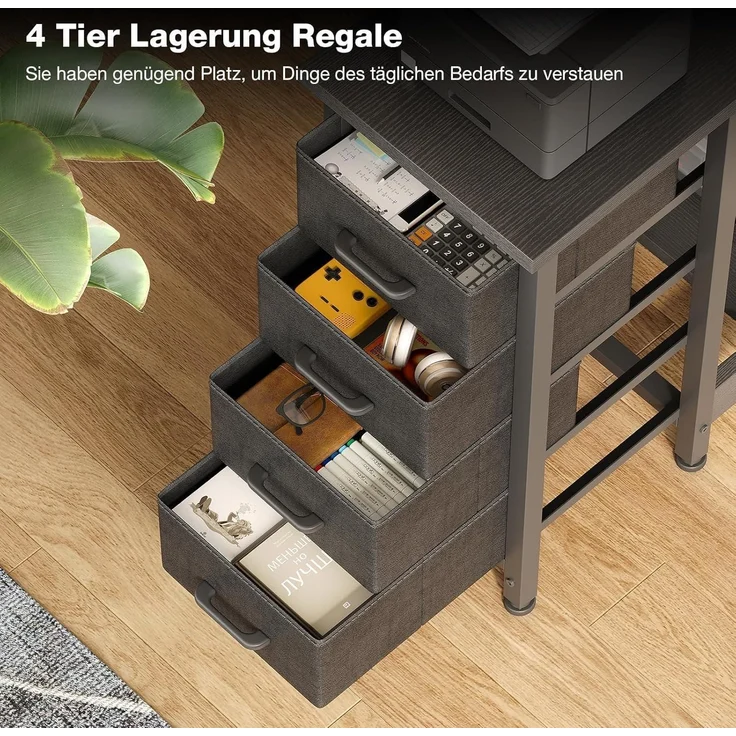 Eckschreibtisch L Form 120x70cm 4 Schubladen 120 × 70 cm Schwarz – Bild 6
