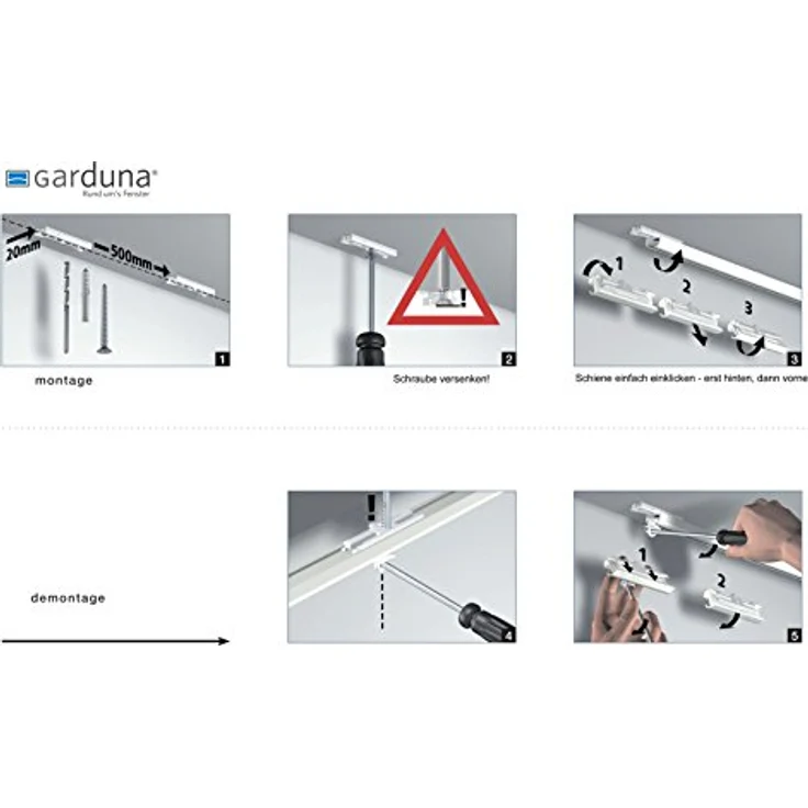 Garduna Gardinenschiene halbrunde Schleuderschiene, 1-läufig, Aluminium – Bild 8