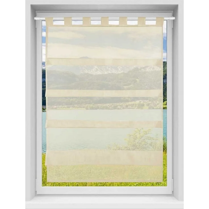 Bestlivings Vorhang (1 St), Schlaufen, transparent, Microfaser, Küchengardine in "Raffoptik", Transparente Bistrogardine mit Schlaufen – Bild 1