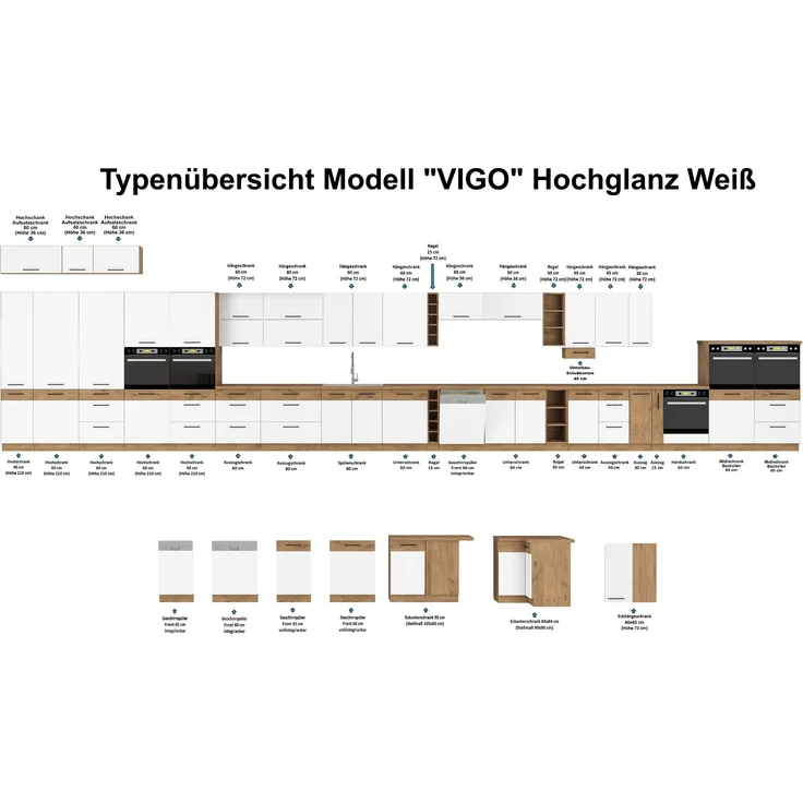 'Vigo' Eckküche Weiß Glanz/ Lancelot, 210x350 cm – Bild 5