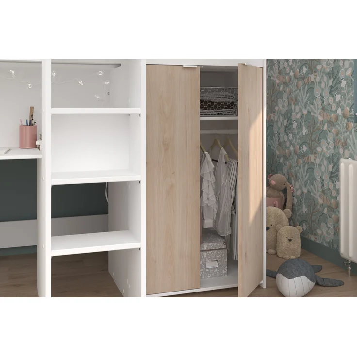 Parisot Hochbett Tom mit Schreibtisch, Schubkästen & Schrank – Bild 2