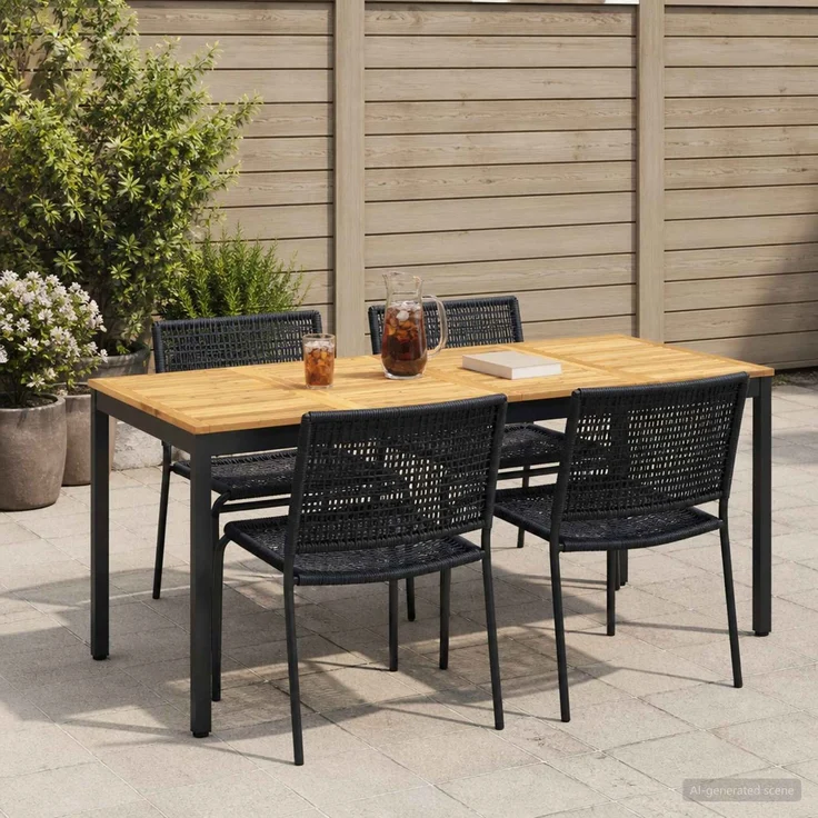 vidaXL Gartentisch NAARDEN Weiß gewaschen und Schwarz 901766 – Bild 1