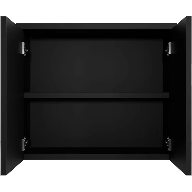 Badplaats Spiegelschrank Toledo 80x60 cm Schwarz Matt - Badezimmerschrank mit Spiegel und 2 Türen – Bild 2