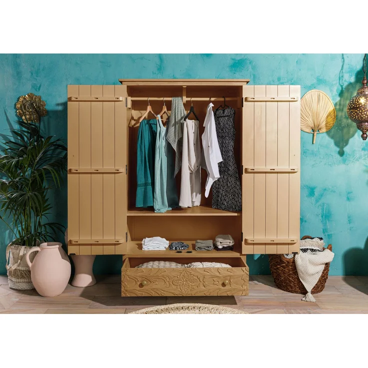 Kleiderschrank Mango 108 x 64 x 180 natur lackiert KASHMIR #106 – Bild 4
